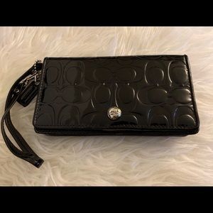 Coach Embossed Patent Wristlet Wallet
